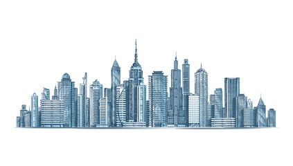 Fototapeta na wymiar City skyline. Vector illustration isolated on white background
