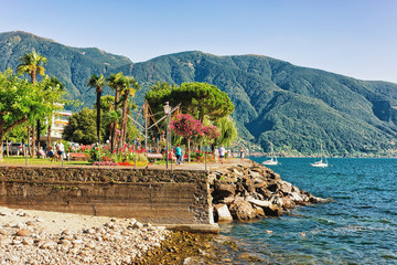 Embankment in Ascona in Ticino in Switzerland