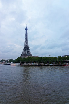 Eiffel Tower and Seine River in Paris France