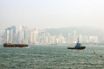 Fisher boat at Victoria Harbor in Hong Kong