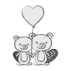 Beaver cartoon in love icon. Animal cute adorable creature and friendly theme. Isolated design. Vector illustration