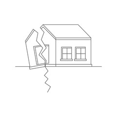 Earthquake. Catastrophic natural phenomenon destroying houses. Disaster. Vector illustration.