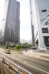 Modern glass skyscrapers on Hong Kong Island