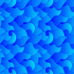 Color seamless abstract hand-drawn pattern, waves background