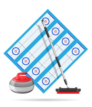 playground for curling sport game vector illustration