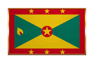 Flag of Grenada, golden frame, fabric texture