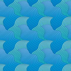 Color seamless abstract hand-drawn pattern, waves background
