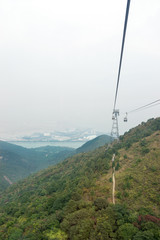 Ngong Ping hill and cable car on Lantau Hong Kong