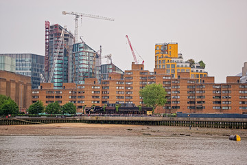 Old and modern architecture at River Thames in London UK