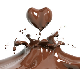 Splash chocolate isolated 3d rendering