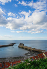 Pier in North Sea at Whitby in North Yorkshire UK