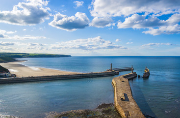 Obraz premium Pier in North Sea in Whitby of North Yorkshire UK