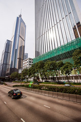 Fototapeta premium Road traffic and Skyscrapers in Hong Kong