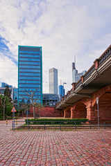 Naklejka premium Skyscrapers of business and financial center of Frankfurt