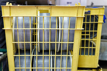 Stack of special forms for Comte Cheese at dairy