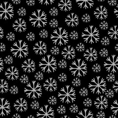 Winter seamless pattern with grey snowflake