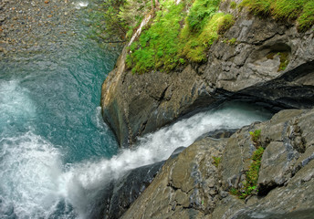 Trummelbach falls in Lauterbrunnen in Bern canton in Switzerland