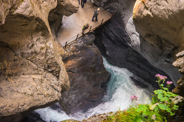 Trummelbach falls in Lauterbrunnen valley in Bern canton of Switzerland
