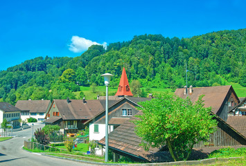 Village in Turbenthal in Winterthur in Zurich canton Switzerland