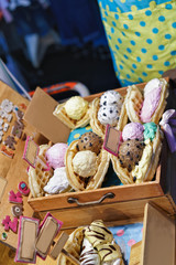 Waffle with ice cream at Myeongdong open street market Seoul