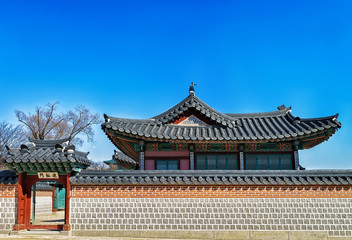 Wooden pavilion at Gyeongbokgung Palace in Seoul