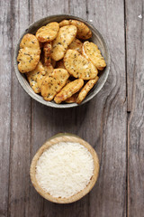 Snack of senbei rice cake japanese