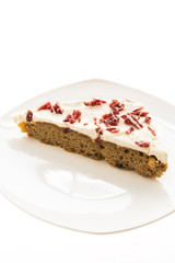 Cranberries pie or cake in white plate