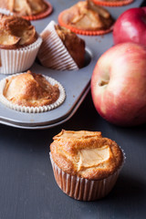 apple muffins on a black background
