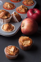 apple muffins on a black background
