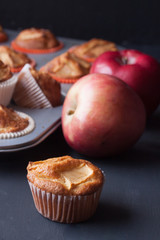 apple muffins on a black background