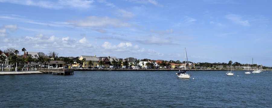 panoramic view of St. Augustine, Florida riverfront