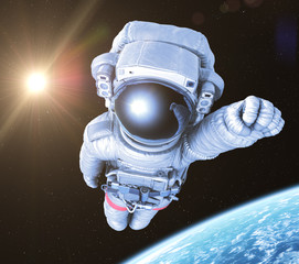 Astronaut in space, 3d render, - obrazy, fototapety, plakaty