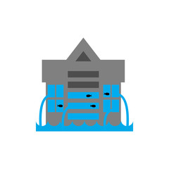 Tsunami Building. Flood house. many of water architecture. Delug