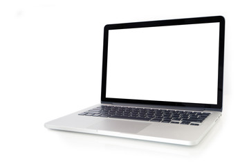 notebook with blank screen on isolated white background.