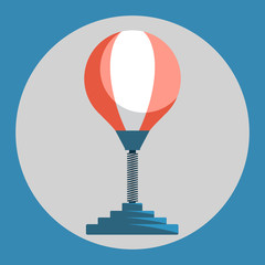 Punching bag icon. Red punching bag on a blue background. Sports Equipment. Vector Illustration.