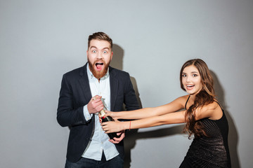 Portrait of couple with champagne
