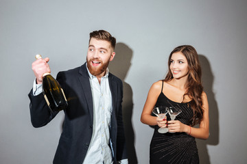 Smiling couple with champagne