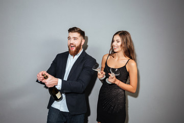 Beauty couple with champagne