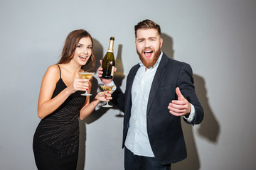 Beautiful friends with champagne