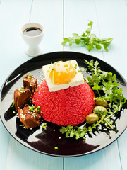 Rice with tofu and egg yolk