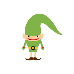 Christmas elf isolated. Santa Claus helper. Leprechaun in green