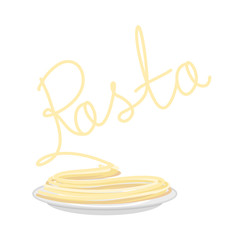 Pasta on plate isolated. Spaghetti on dish. on white background