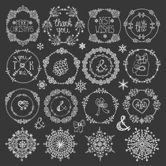 Christmas,New year decor.Winter circle frames set