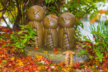 The Praying statue in Kamaura, Japan.It is the first snow day in Kamakura.