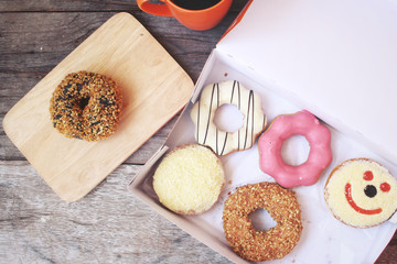 Donuts with espresso coffee