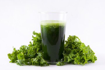 Smoothie with kale isolated on white background
