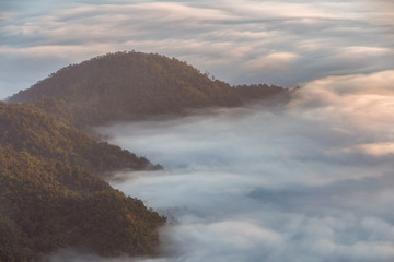 Pha Tung mountain in sunrise time, Chiang Rai