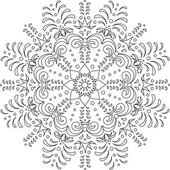 Sketch of stylised snow flakes black and white hand drawn vector illustration
