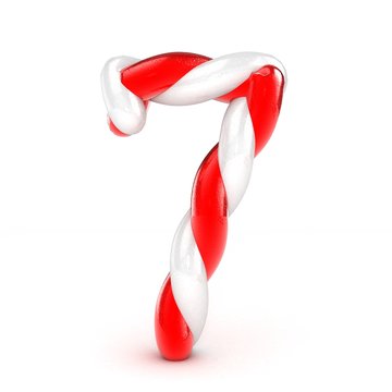 3D Christmas candy sugar number isolated number 7