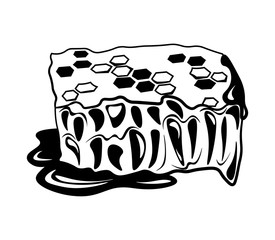 Honeycomb. Sweet honey label, logo, badge. Eco product. Vintage vector illustration.